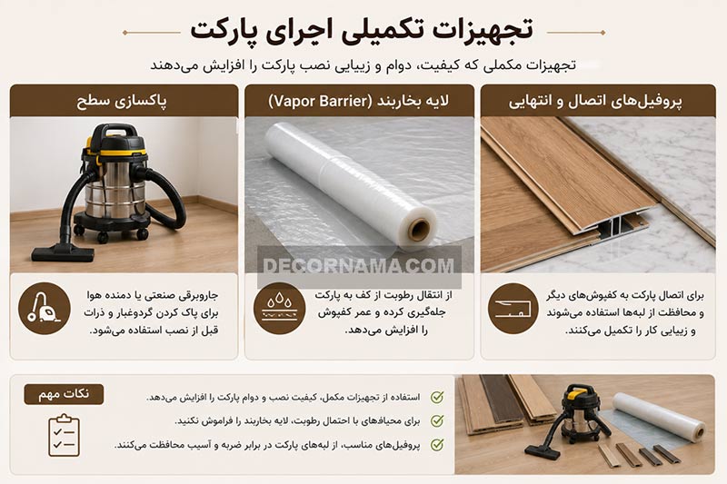 ابزارهای تکمیلی نصب پارکت لمینت 